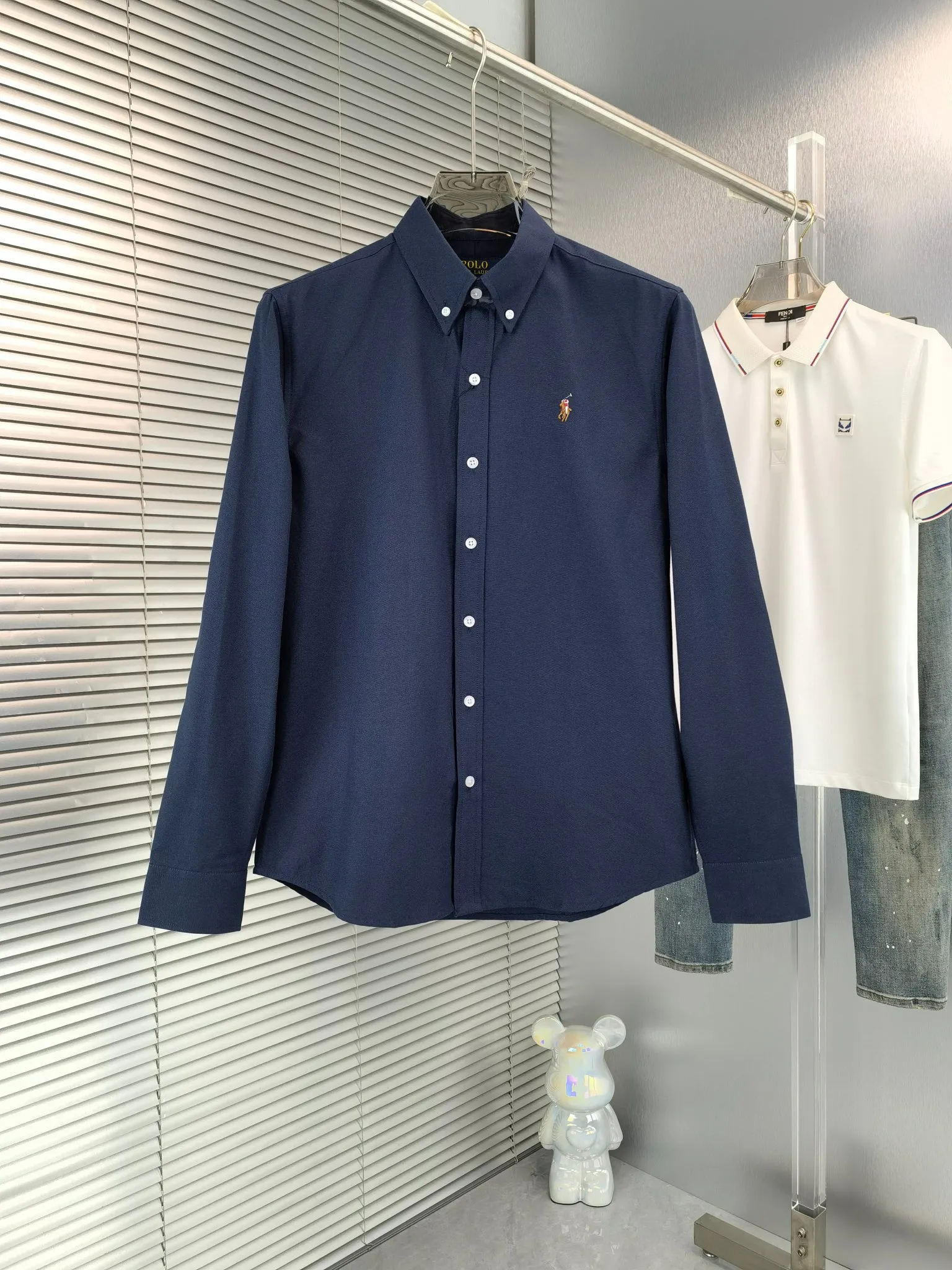 P210 🌸 (11 colors) Ralph Lauren polo long-sleeved classic popular shirt, collection picture➕detail picture❗Pure cotton Oxford fabric, the material is crisp and textured, not soft at all, and the upper body is stylish❗️❗️ Color: Picture color, Size: M---xxL